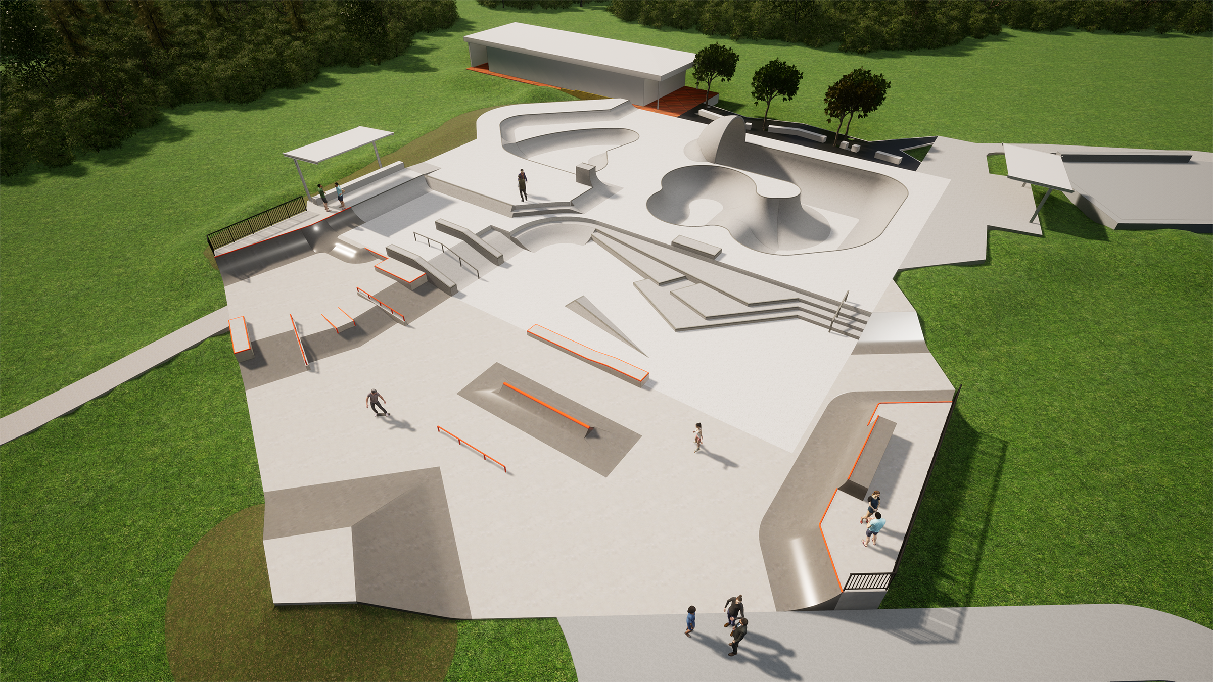 Render of a skate park